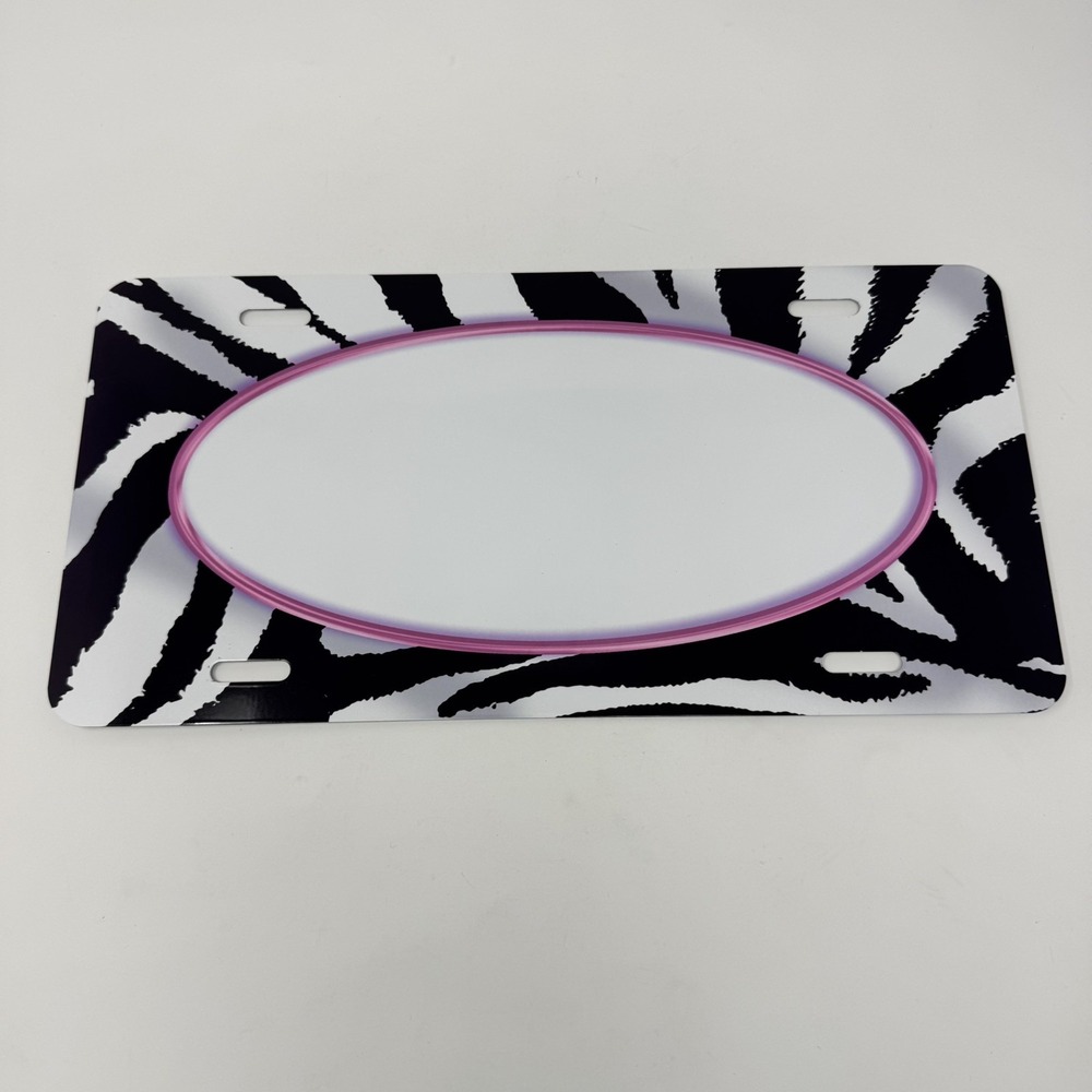 Zebra Pink Oval License Plate Blank Ready For Personalization 6"x12"